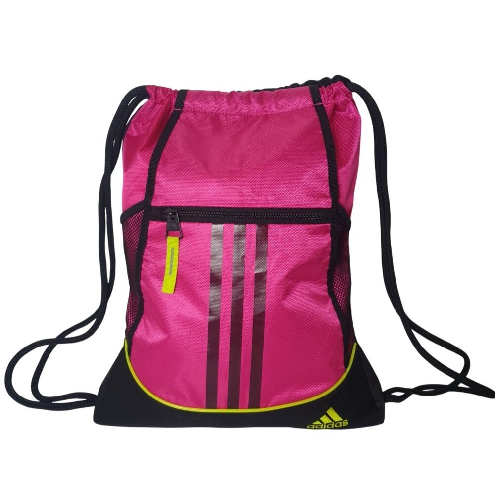 Adidas Alliance II Sackpack Backpack Pink Black Drawstring Gym Bag Mesh Pocket